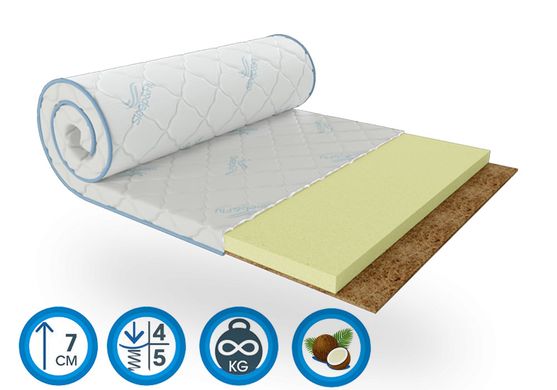 Orthopedic mattress Topper (Futon) Sleep & Fly Mini Flex 2in1 Kokos - 90x190