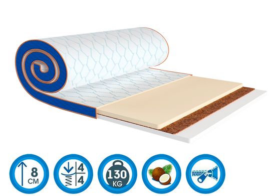 Orthopedic mattress Topper (Futon) Sleep & Fly Mini Memo 2in1 Kokos - Memo 2in1 Coconut stretch 200x200
